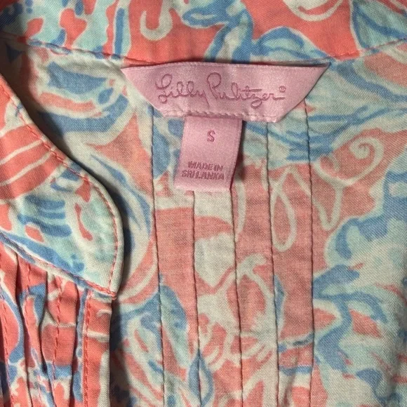 Lilly Pulitzer Women’s Sarasota Tunic Pink Sun Ray V-Neck 3/4 Sleeve Top Small - Picture 9 of 12